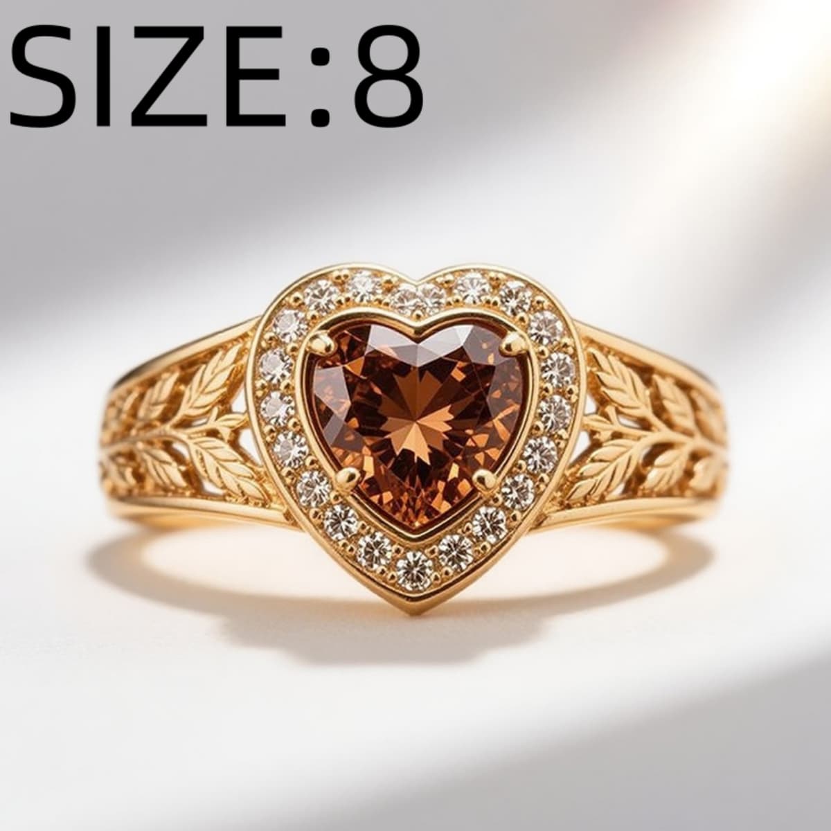 Stylish Copper Heart-Shaped Design Ring with Zirconia Inlay